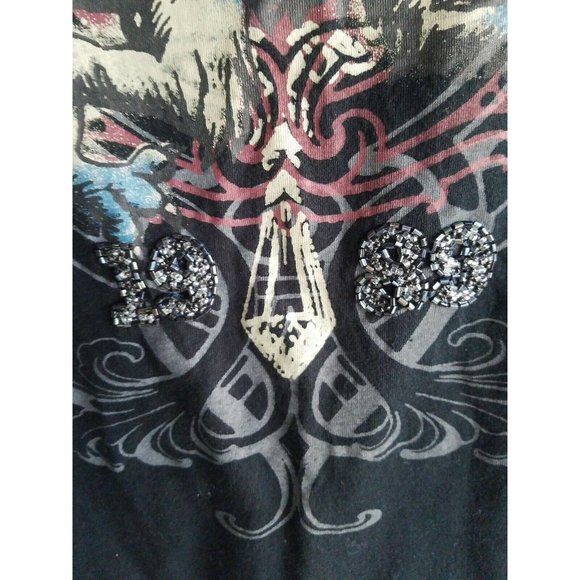 DKNY DOWNTOWN NYC JEANS CO BEADED ACCENTS GRAY SMALL T-SHIRT - Picture 4 of 8